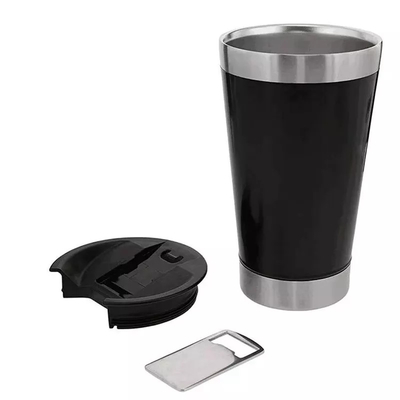 16 Ounce Stainless Steel Tumbler Double Wall , Stainless Steel Beer Cup With Opener